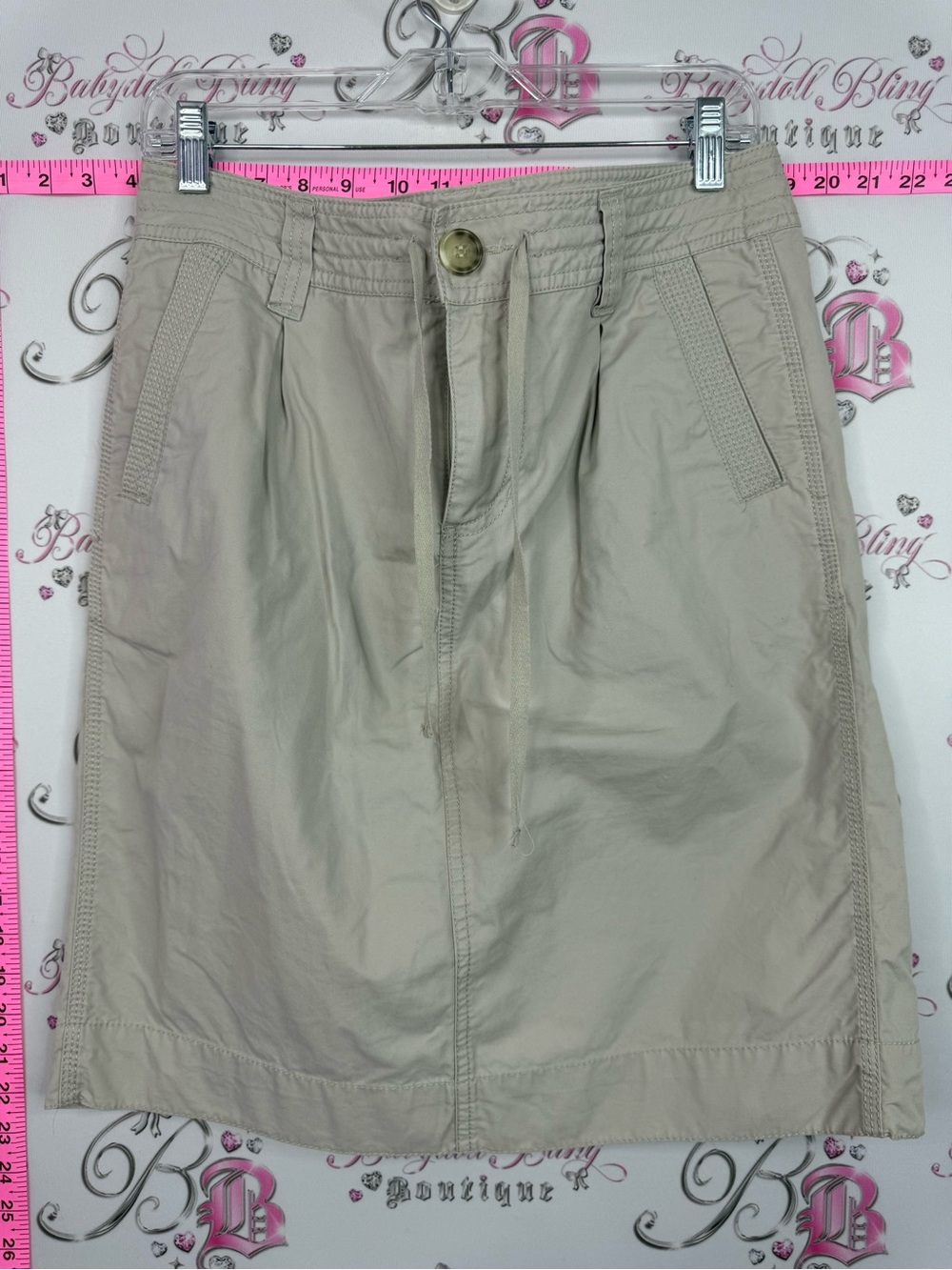 Liz Claiborne Light Beige Midi Skirt with Front Button cargo